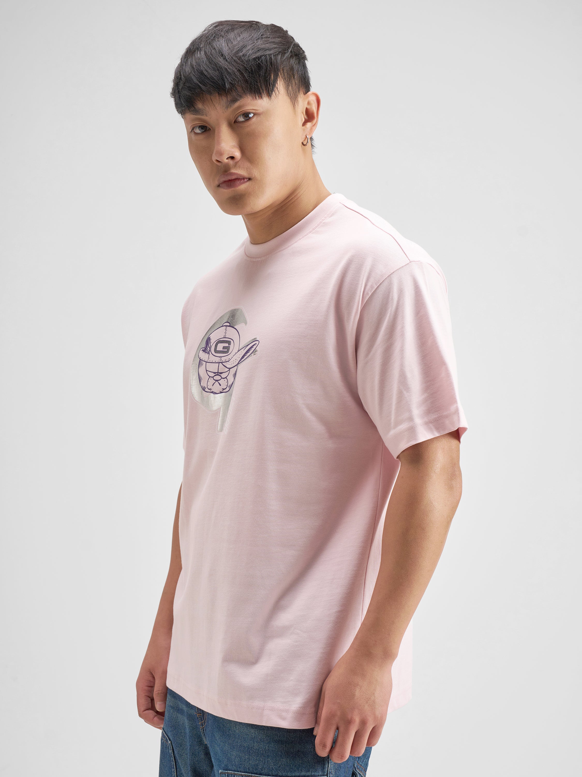 Highlander Men Pink Garfield Printed Round Neck T-Shirt - Pink - Image 4