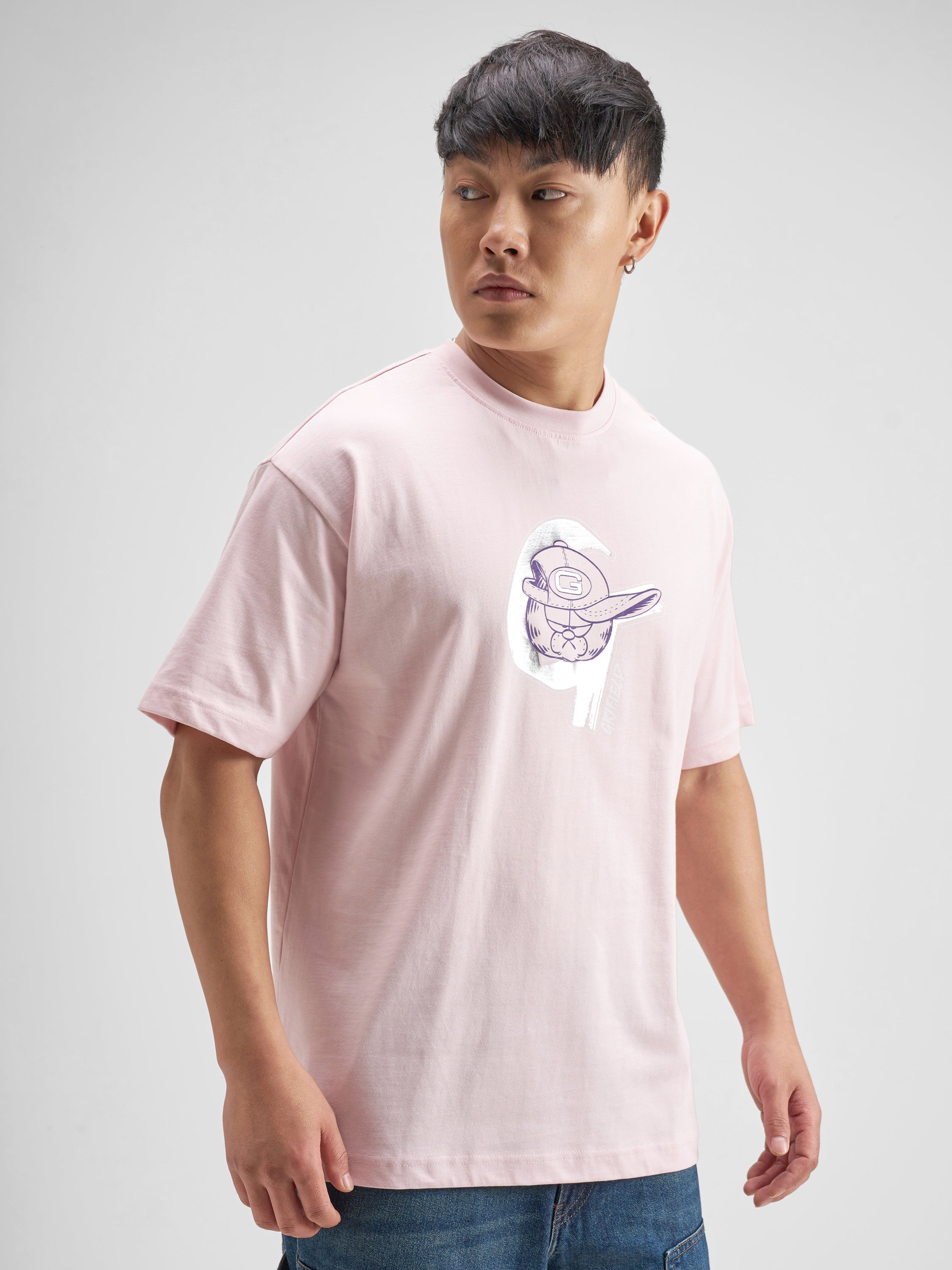 Highlander Men Pink Garfield Printed Round Neck T-Shirt - Pink - Image 6