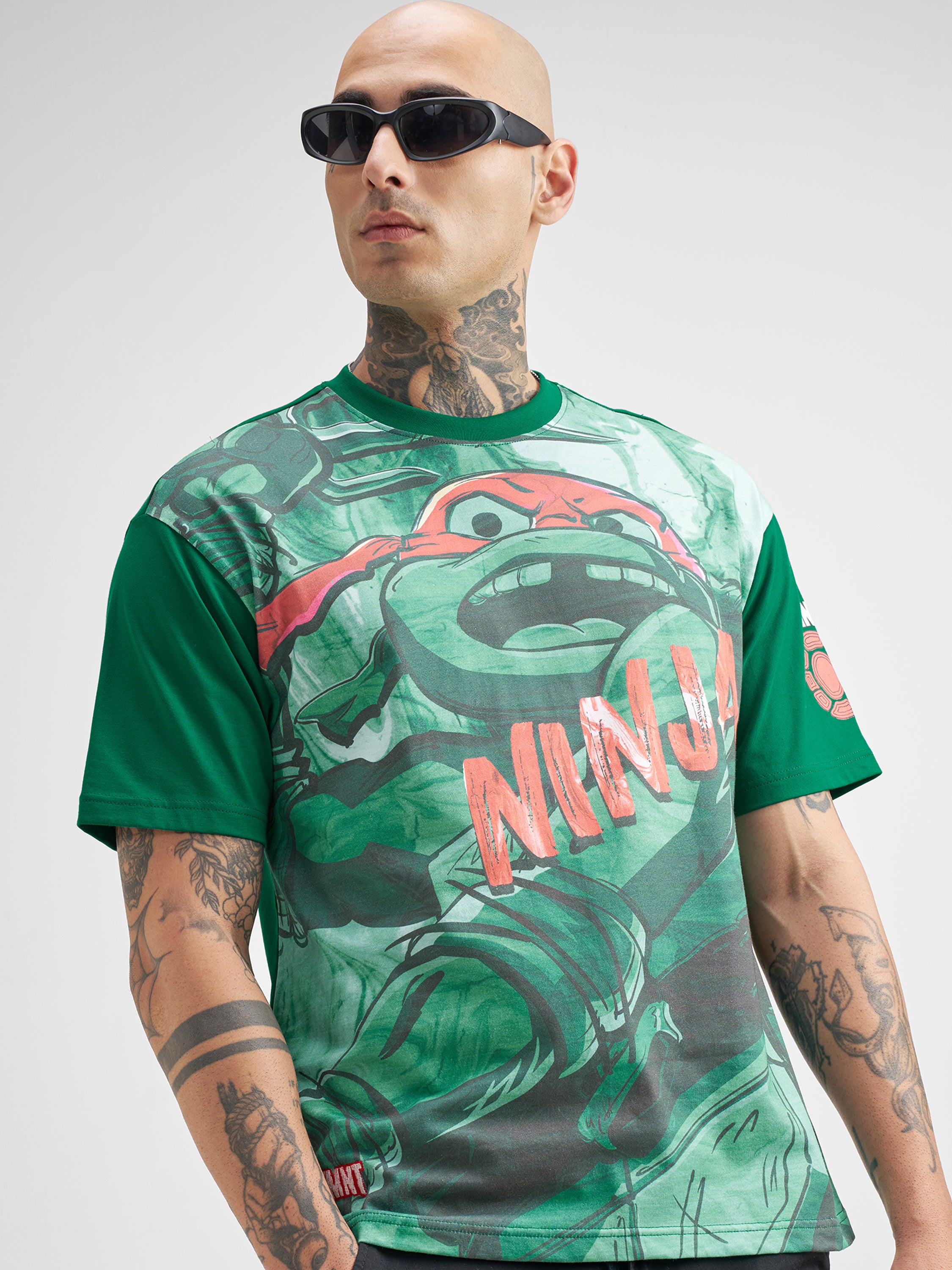 Highlander Men Green Ninja Turtles Printed Round Neck T-Shirt - Green - Image 1