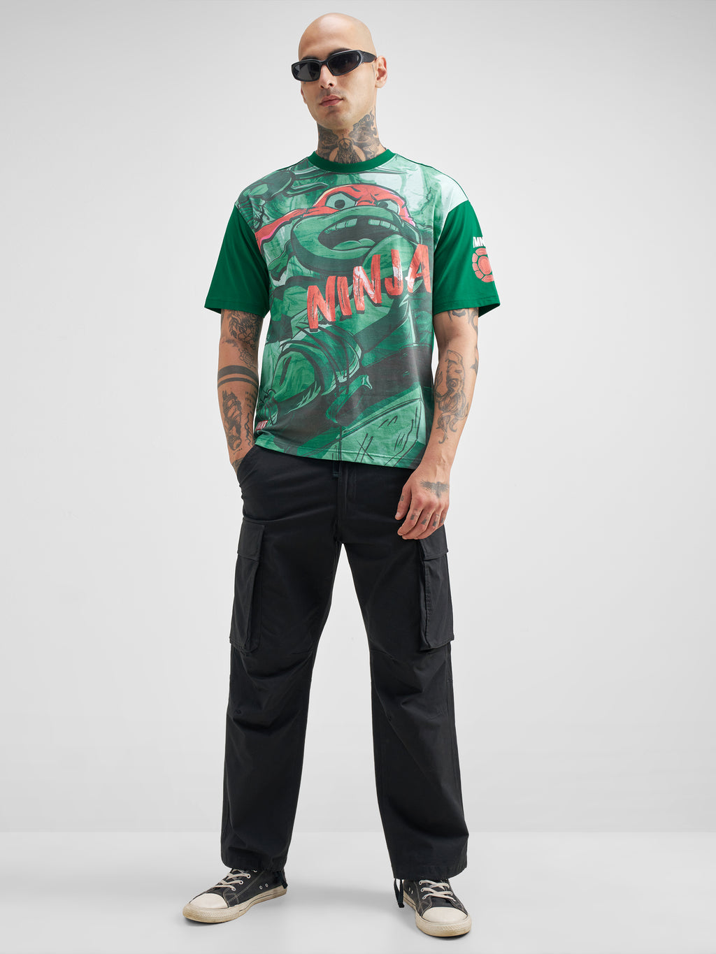 Highlander Men Green Ninja Turtles Printed Round Neck T-Shirt - Green - Image 2