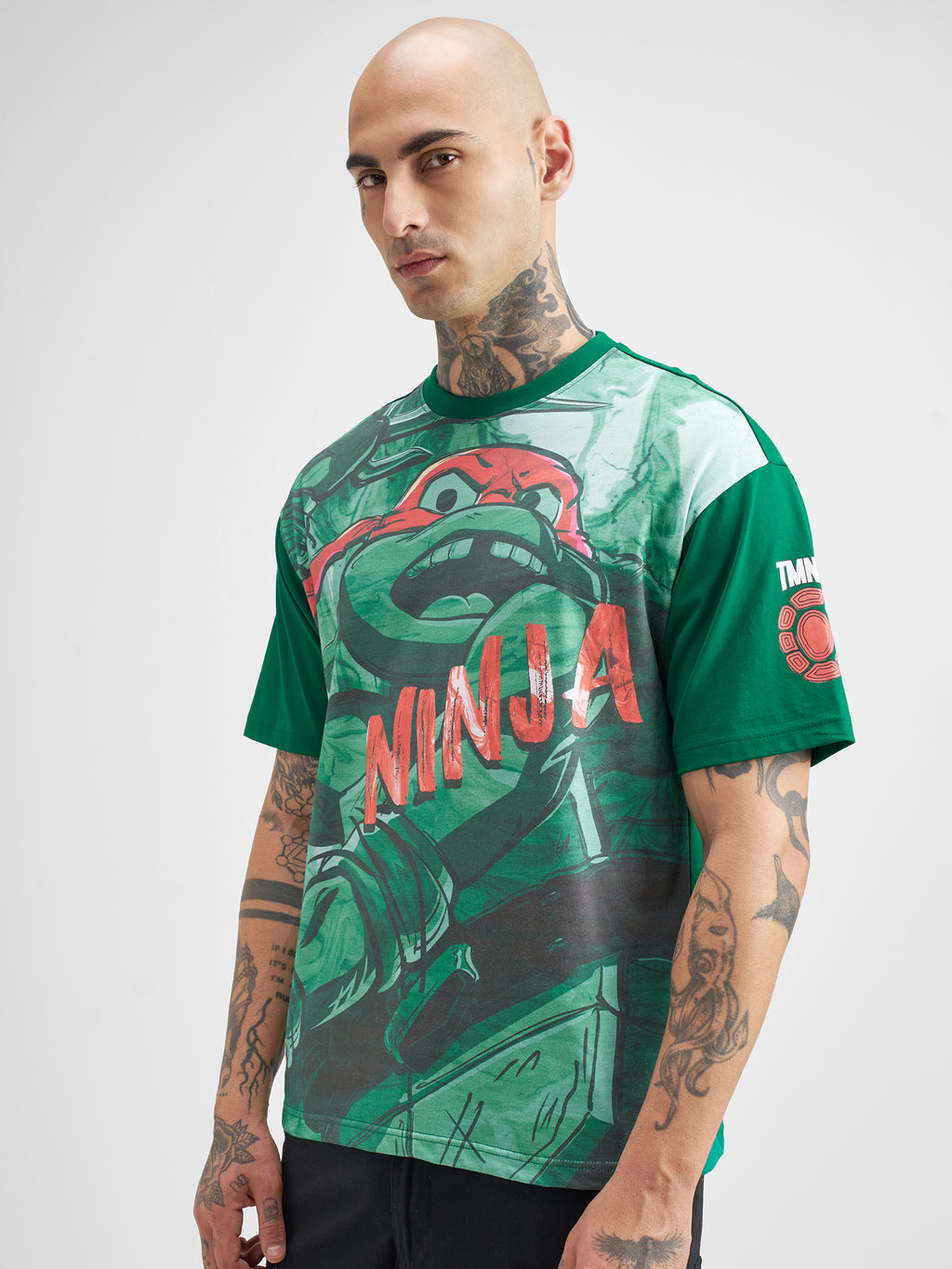 Highlander Men Green Ninja Turtles Printed Round Neck T-Shirt - Green - Image 4