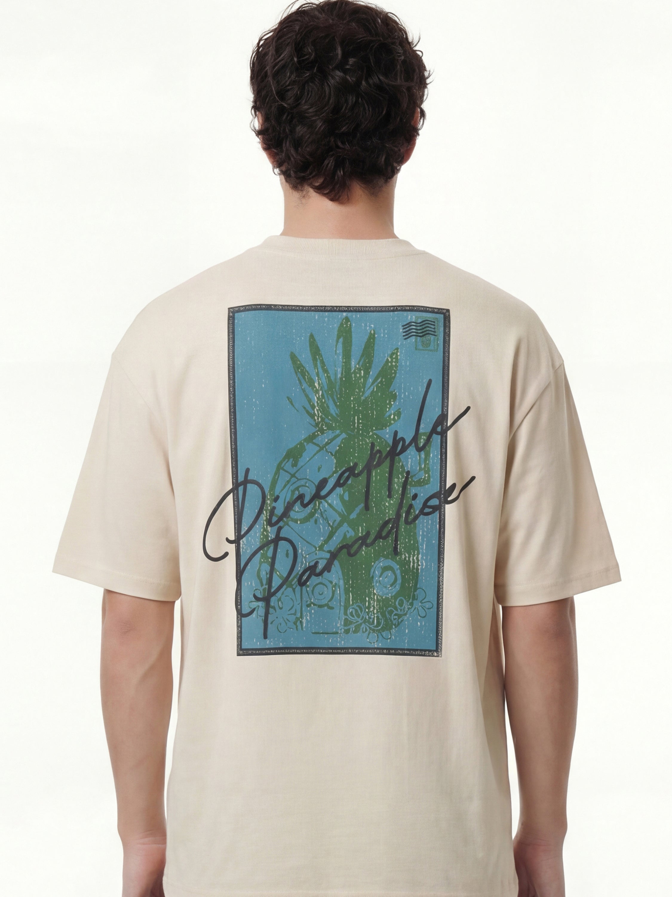 Highlander Men Cream Spongebob Squarepants Printed Round Neck T-Shirt - Cream - Image 3