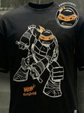 Highlander Men Black Ninja Turtles Embroidered Round Neck T-Shirt - Black - Image 1