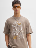 Highlander Men Taupe Ninja Turtles Embroidered Round Neck T-Shirt - Taupe - Image 1