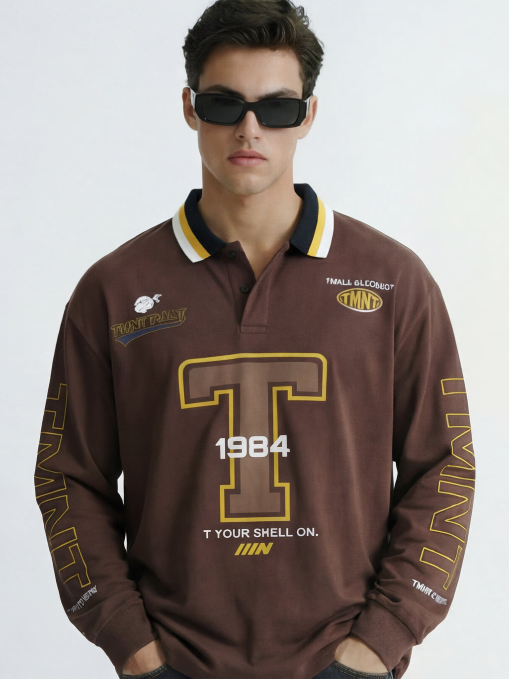 Highlander Men Brown Ninja Turtles Printed Polo Collar T-Shirt - Brown - Image 1