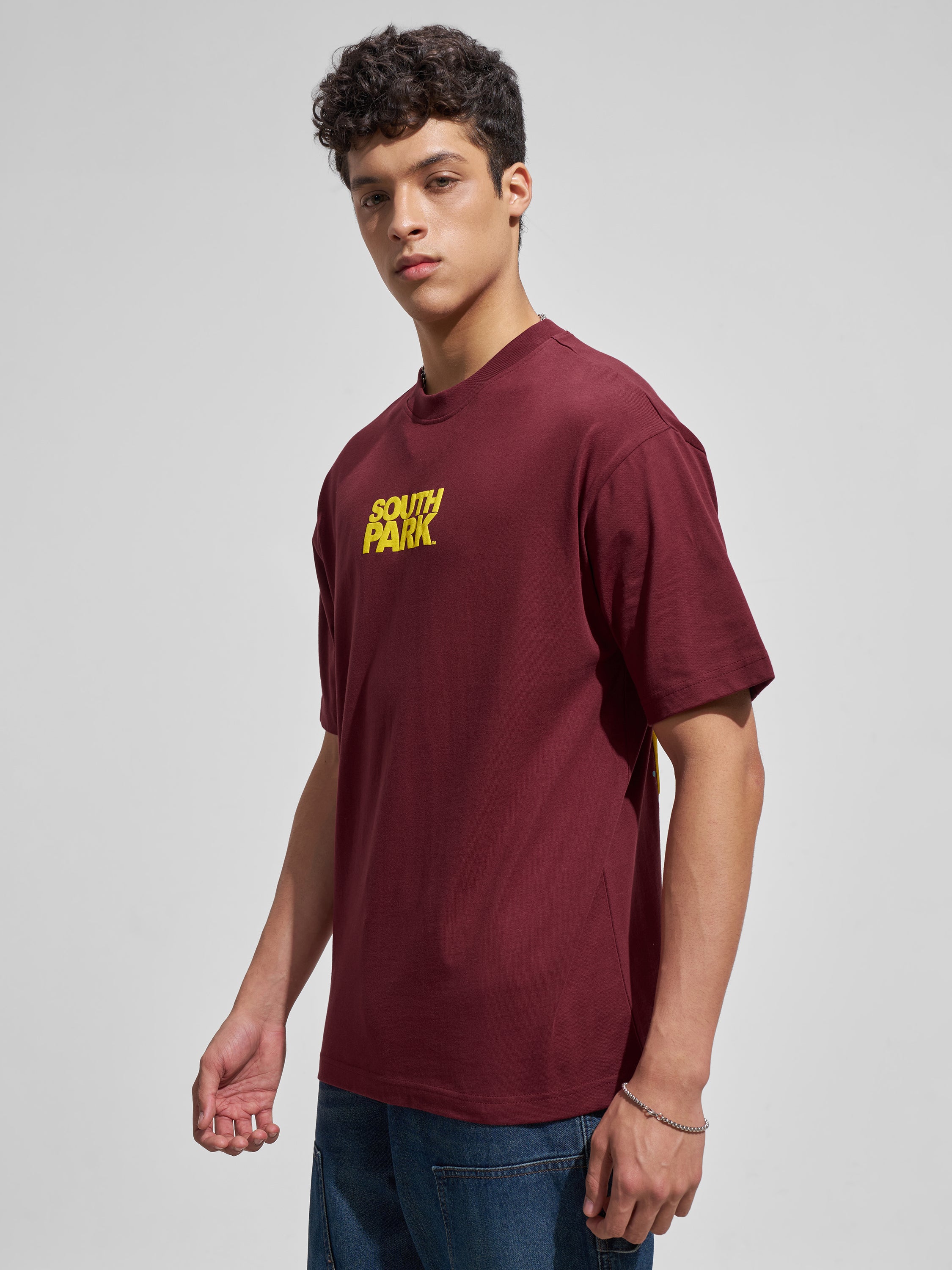 Highlander Men Maroon South Park Printed Round Neck T-Shirt