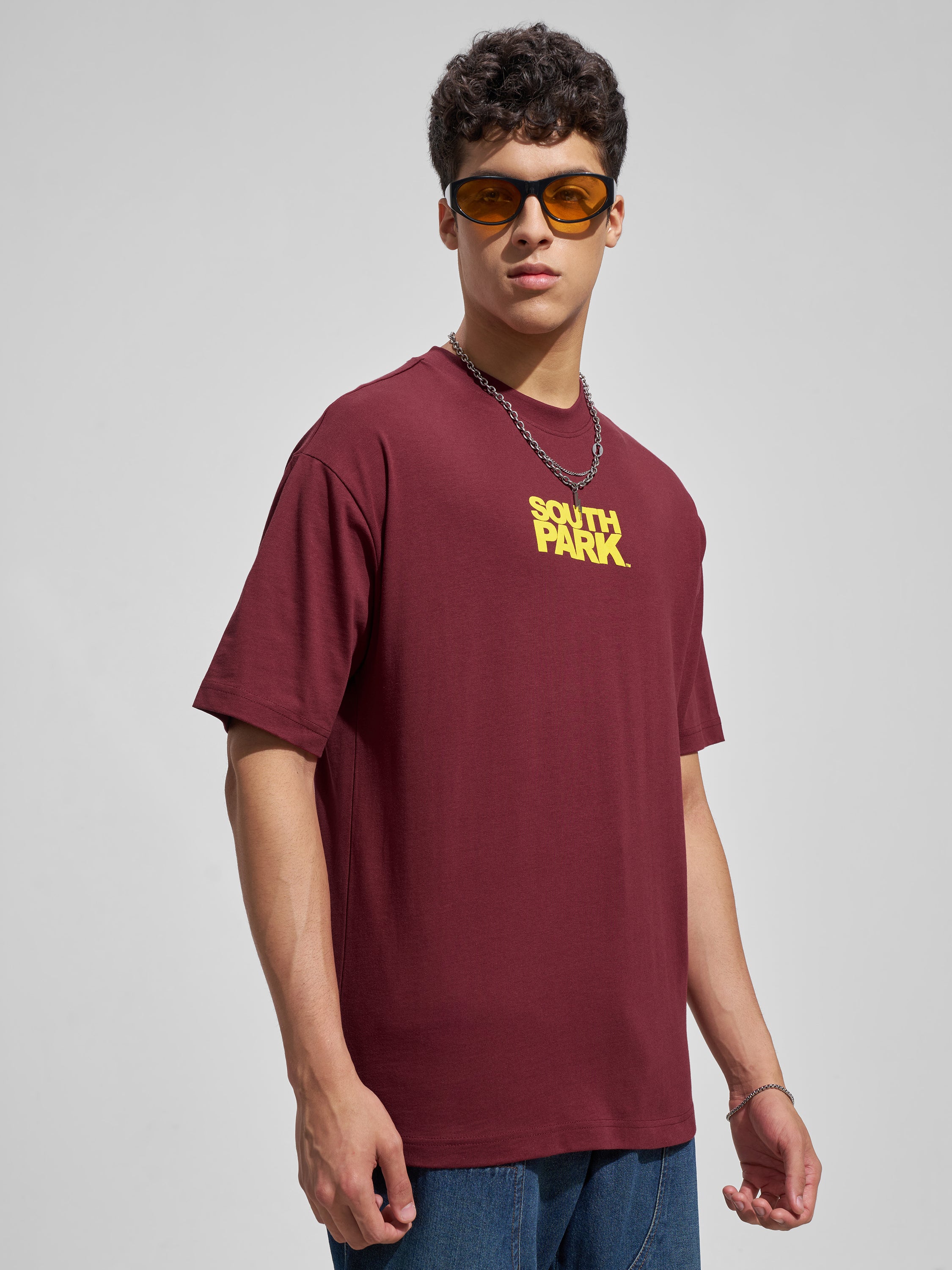Highlander Men Maroon South Park Printed Round Neck T-Shirt