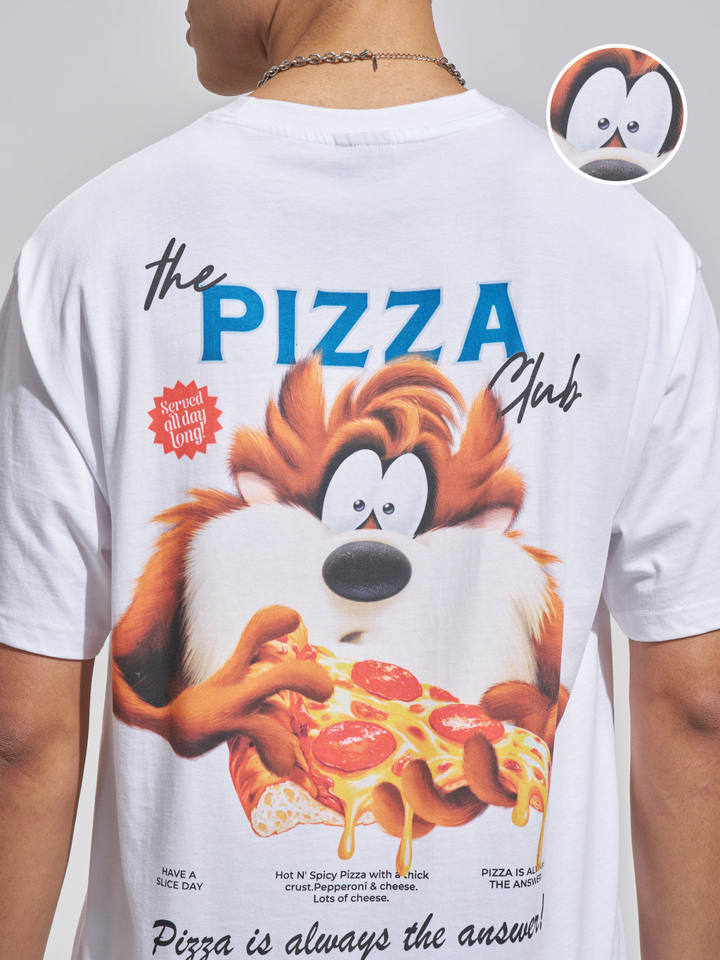 WB By Highlander Men White Looney Tunes Printed Round Neck T-Shirt