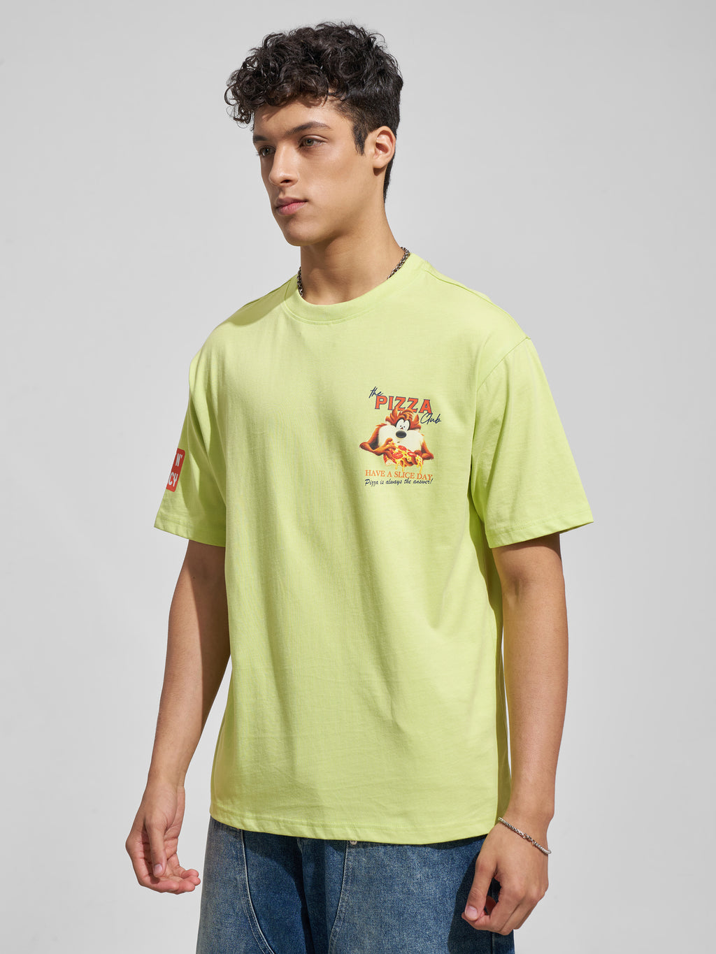 WB By Highlander Men Green Looney Tunes Printed Round Neck T-Shirt