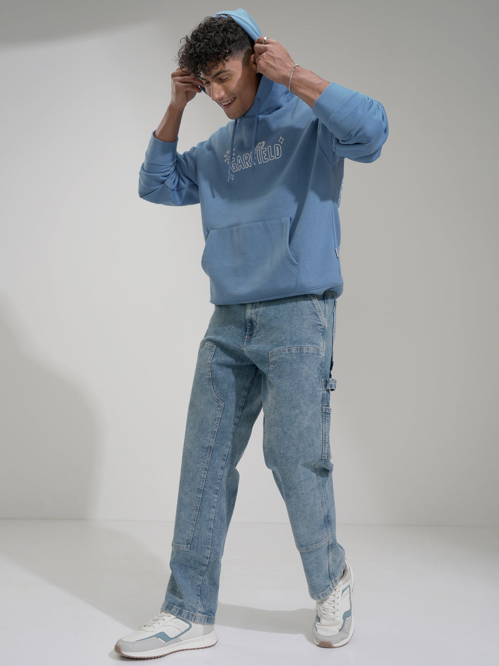 Highlander Men Blue Garfield Hooded Pullover Sweatshirt - Blue - Image 2