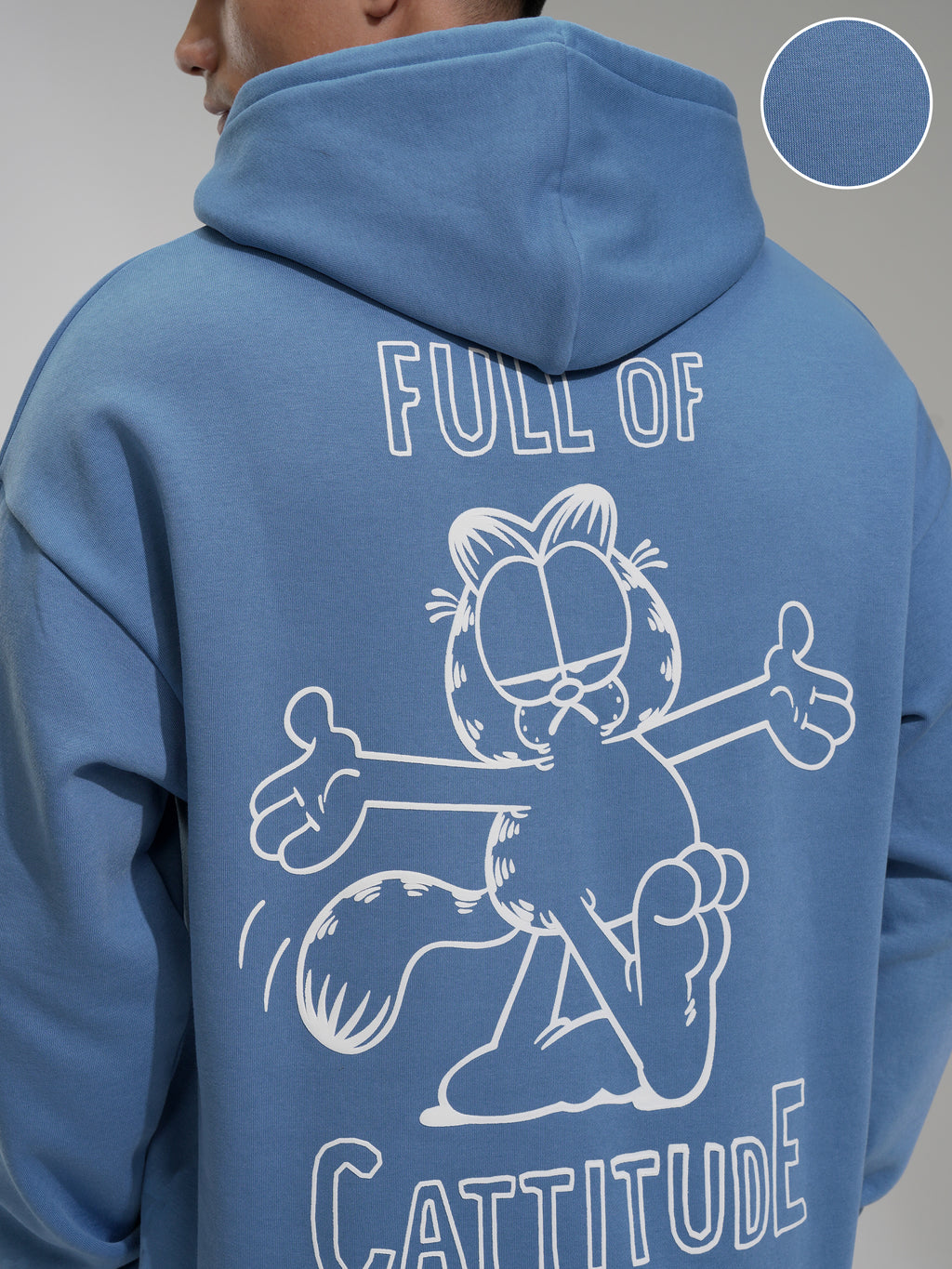 Highlander Men Blue Garfield Hooded Pullover Sweatshirt - Blue - Image 5