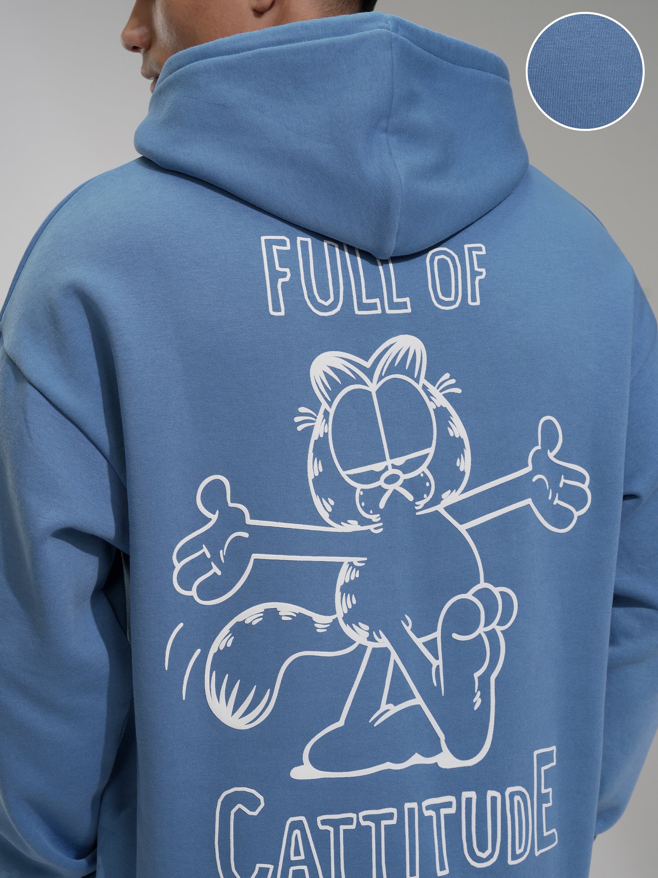 Highlander Men Blue Garfield Hooded Pullover Sweatshirt - Blue - Image 5