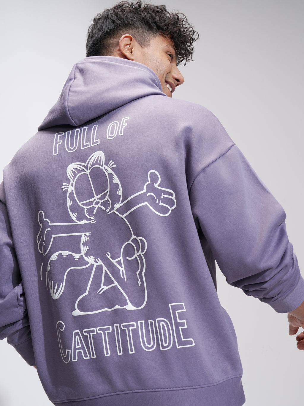 Highlander Men Purple Garfield Hooded Pullover Sweatshirt - Purple - Image 1