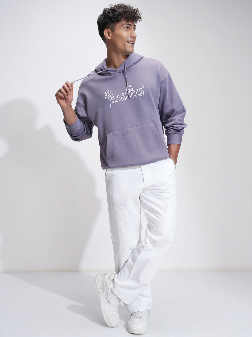 Highlander Men Purple Garfield Hooded Pullover Sweatshirt - Purple - Image 2