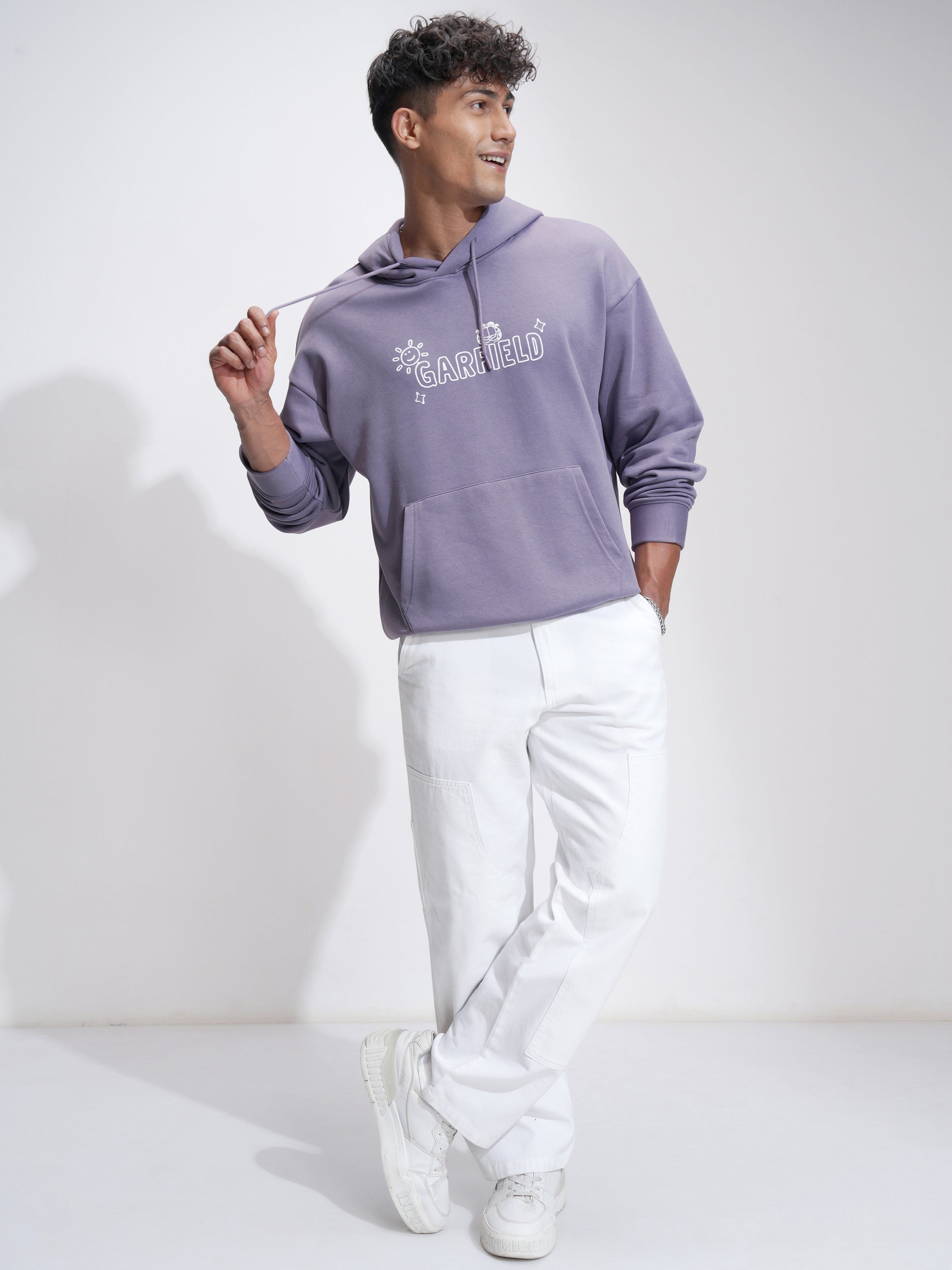 Highlander Men Purple Garfield Hooded Pullover Sweatshirt - Purple - Image 2