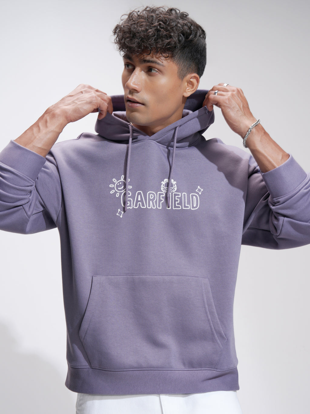 Highlander Men Purple Garfield Hooded Pullover Sweatshirt - Purple - Image 3