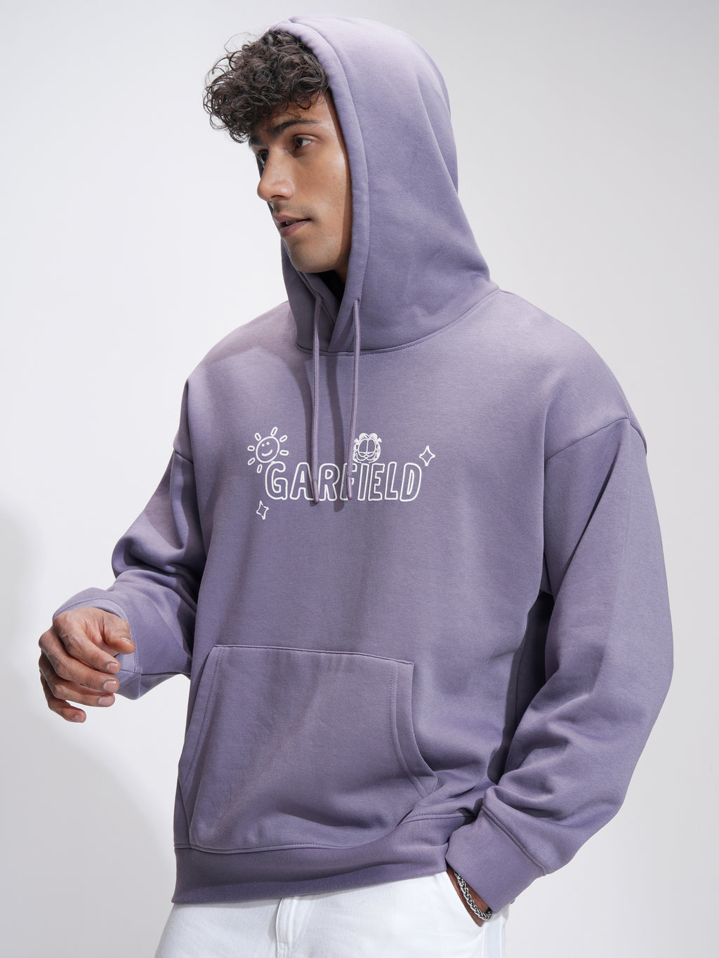 Highlander Men Purple Garfield Hooded Pullover Sweatshirt - Purple - Image 4
