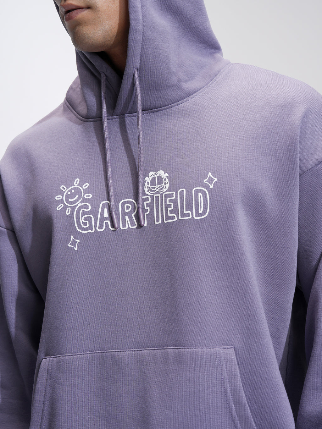 Highlander Men Purple Garfield Hooded Pullover Sweatshirt - Purple - Image 5