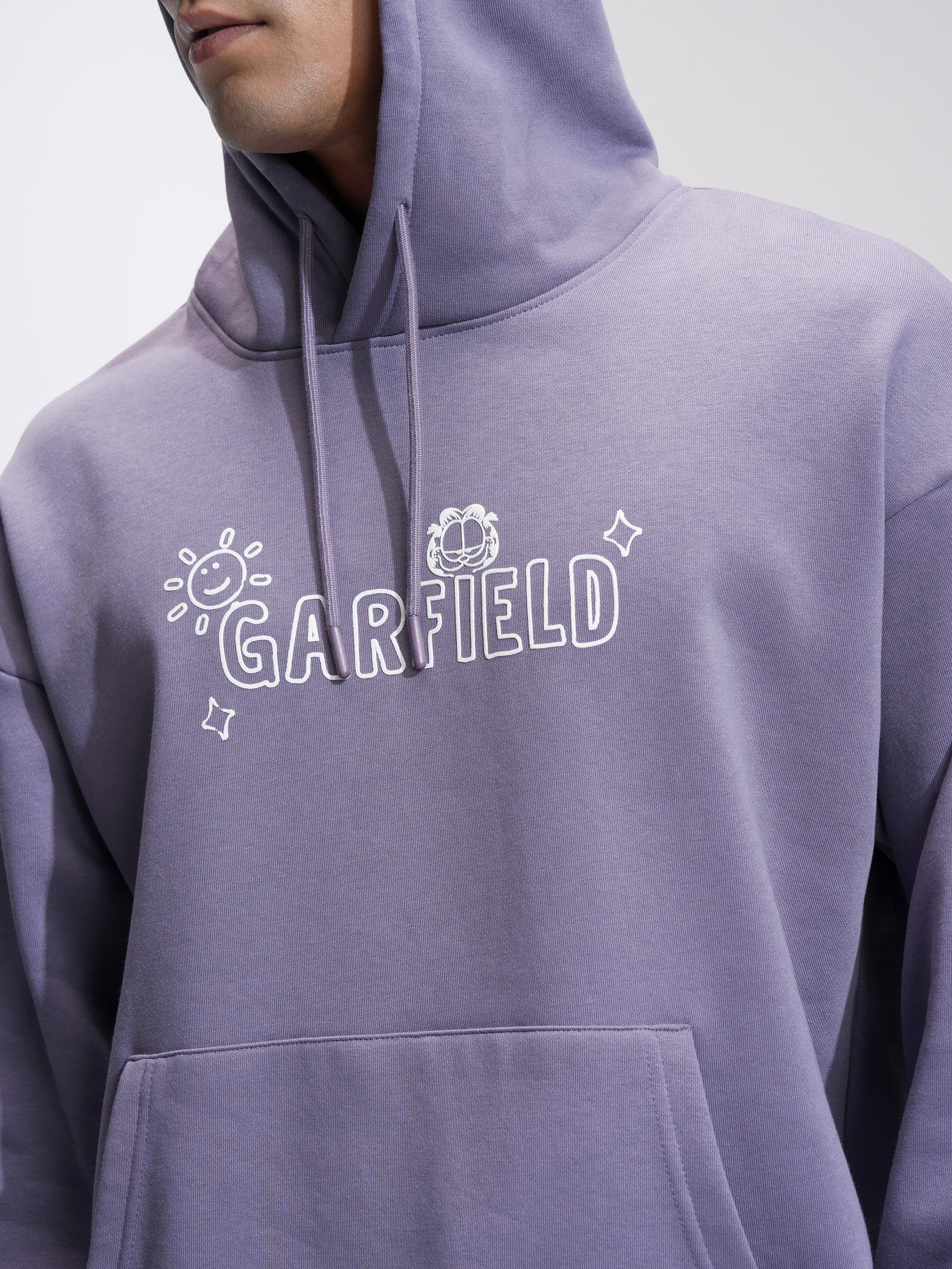 Highlander Men Purple Garfield Hooded Pullover Sweatshirt - Purple - Image 5