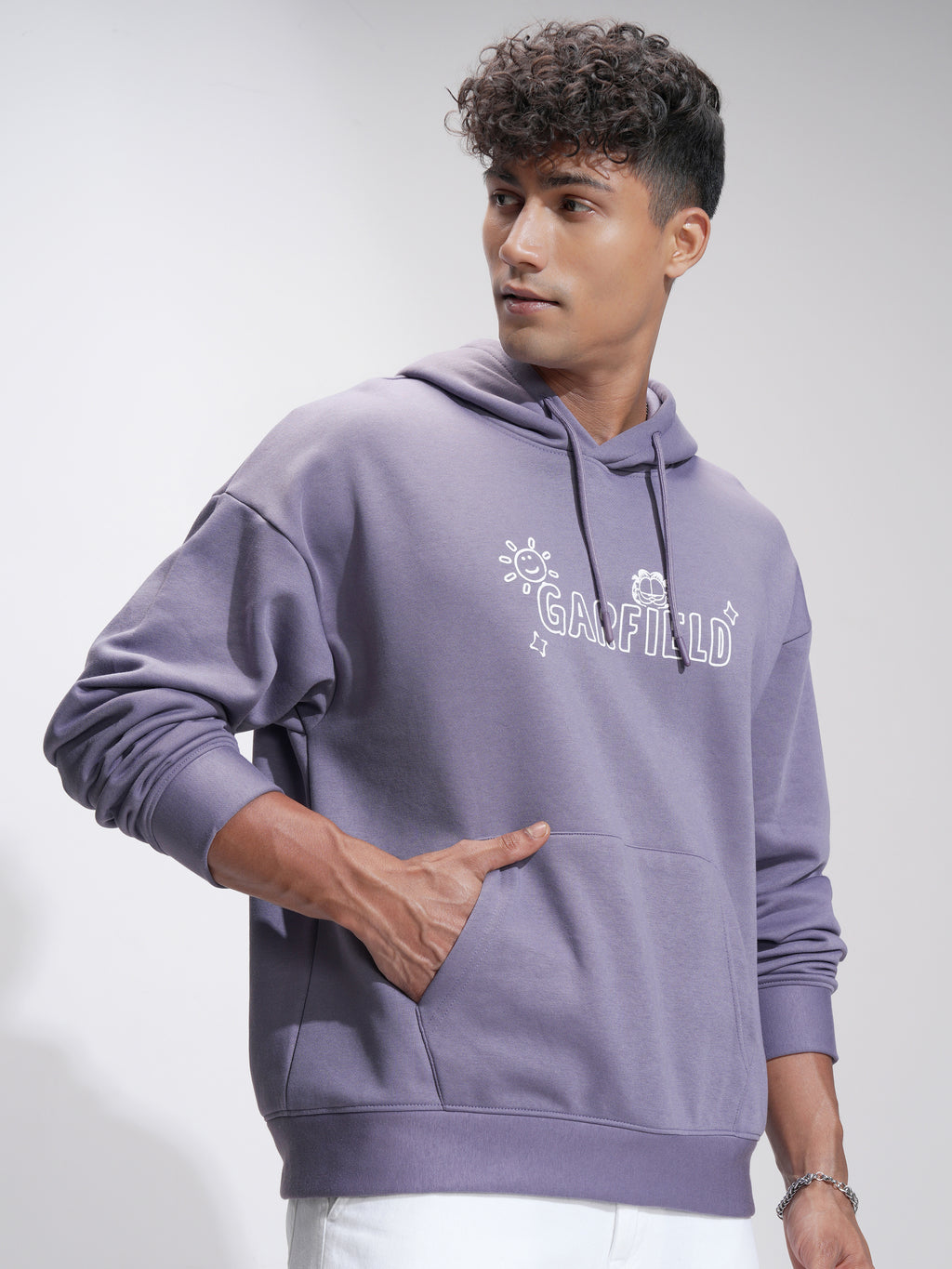 Highlander Men Purple Garfield Hooded Pullover Sweatshirt - Purple - Image 6