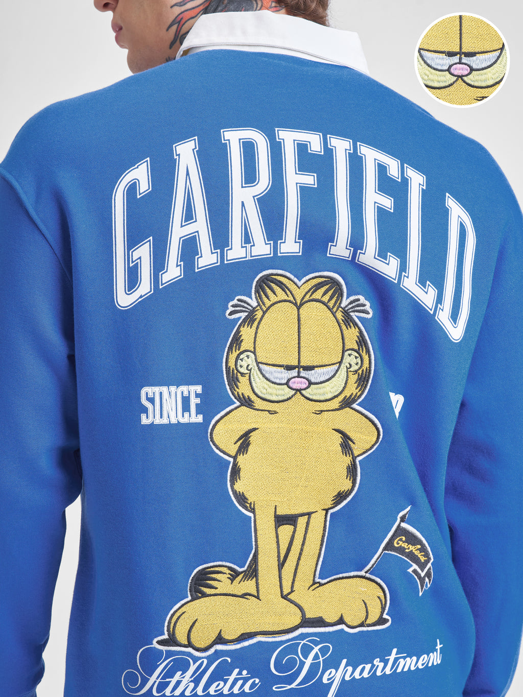 Highlander Men Blue Garfield Shirt Collar Pullover Sweatshirt - Blue - Image 5