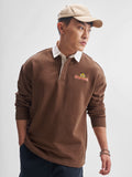 Highlander Men Brown Garfield Shirt Collar Pullover Sweatshirt - Brown - Image 1