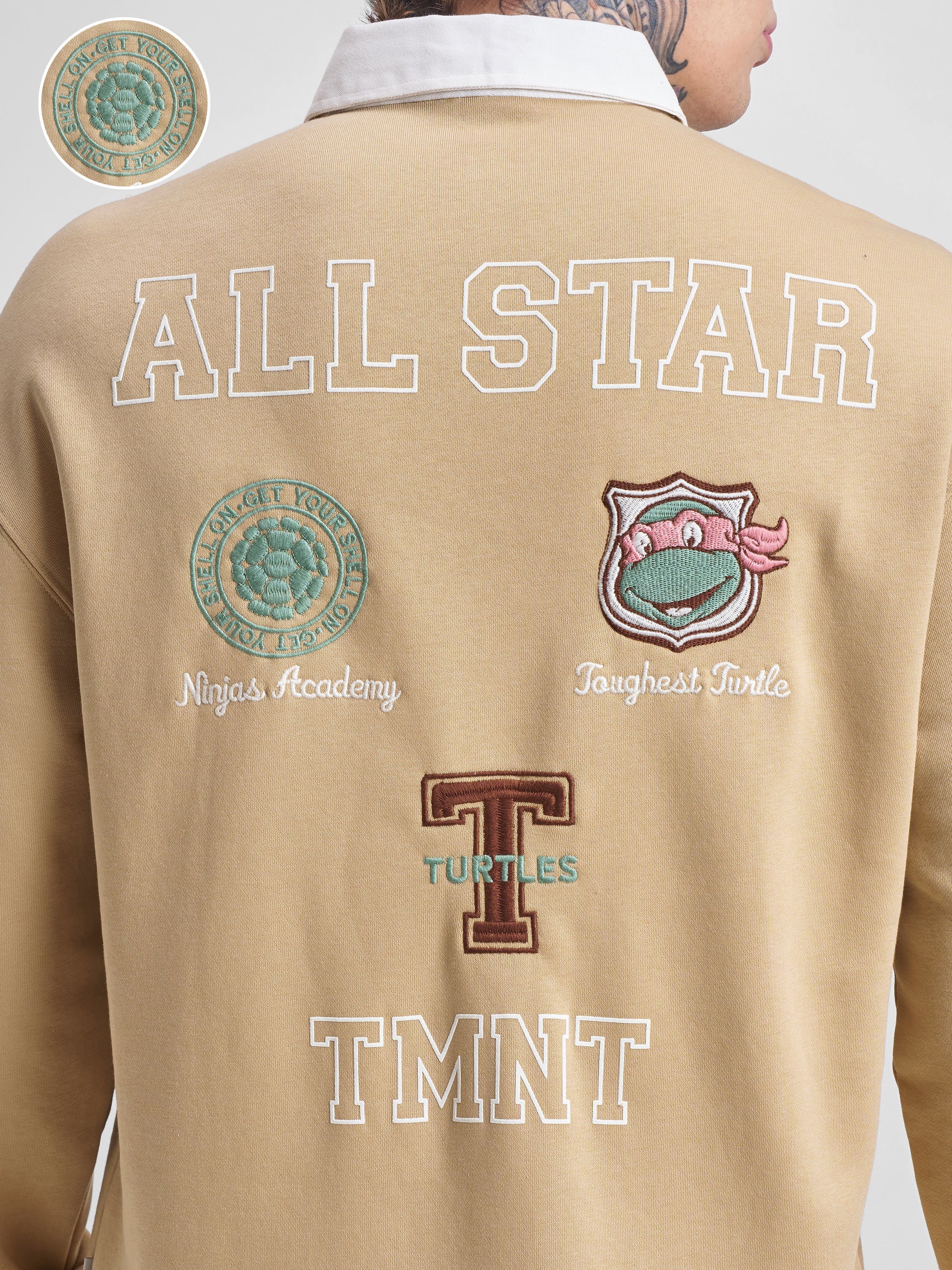 Highlander Men Brown Ninja Turtles Shirt Collar Pullover Sweatshirt - Brown - Image 5