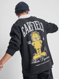 Highlander Men Black Garfield Shirt Collar Pullover Sweatshirt - Black - Image 1