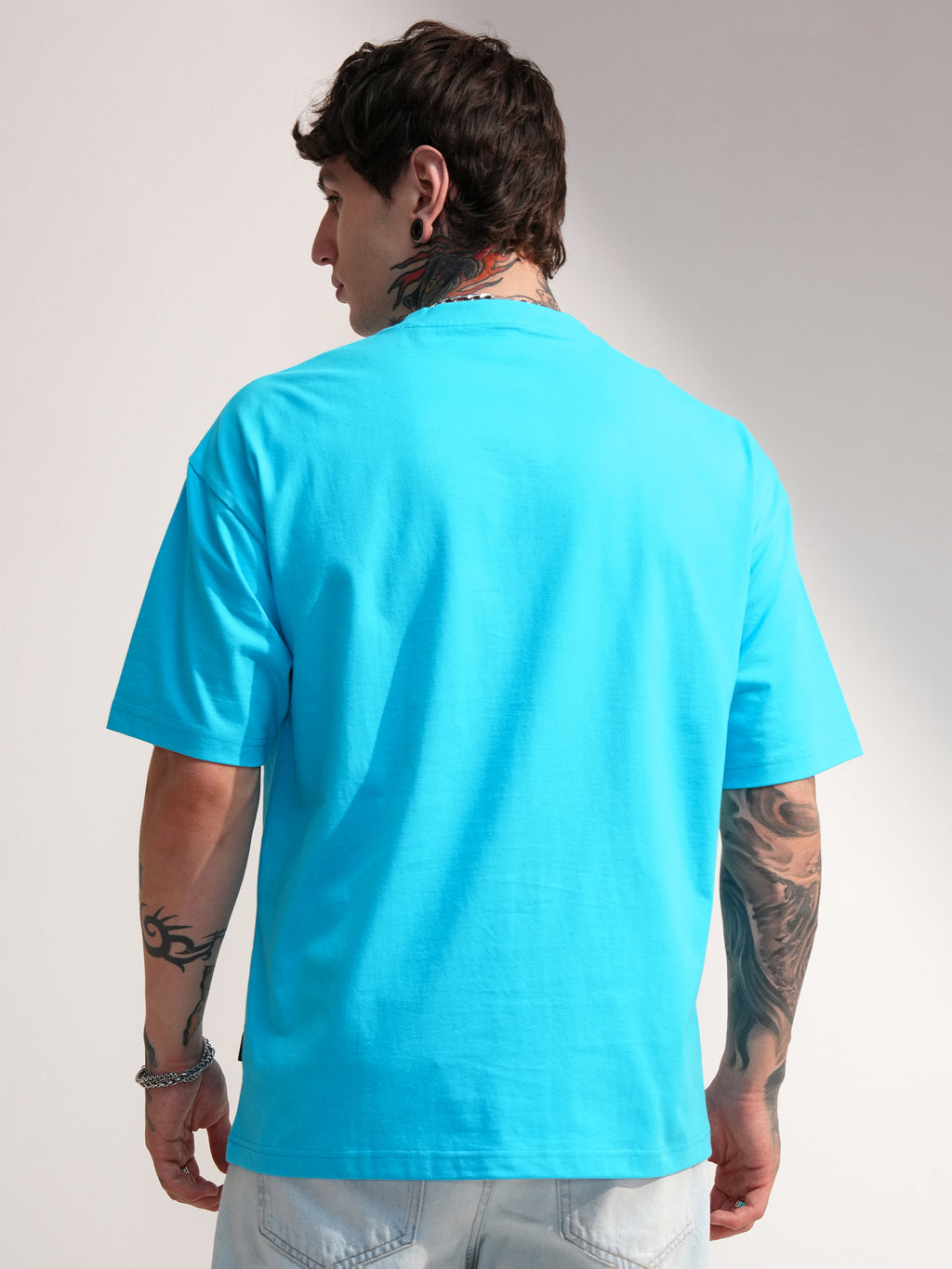 Highlander Men Blue Ninja Turtles Printed Round Neck Oversized Fit T-Shirt - Blue - Image 3