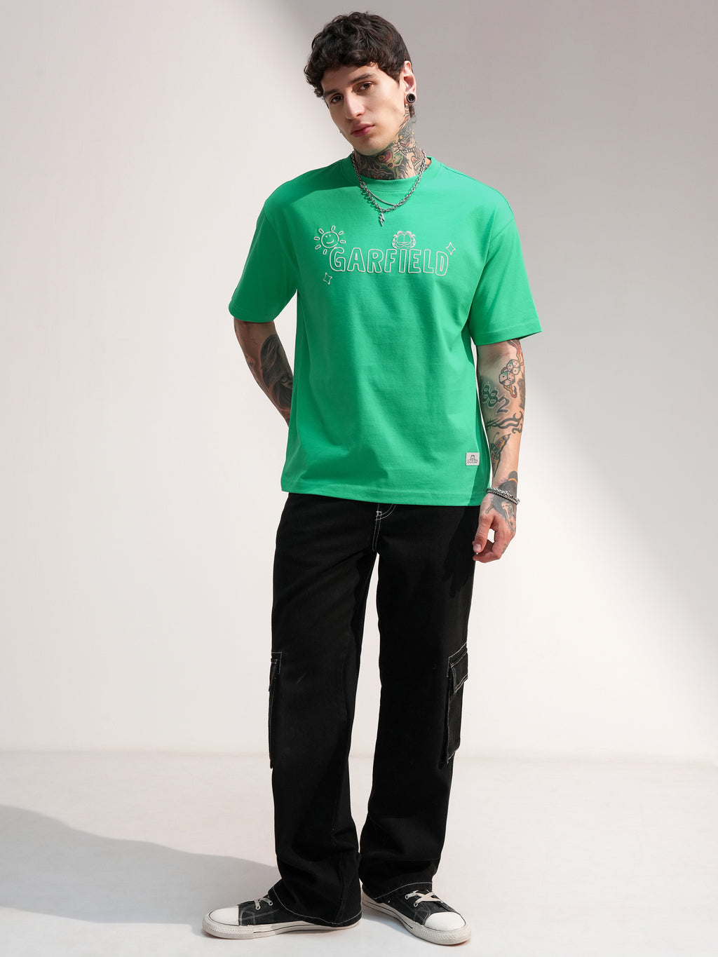 Highlander Men Green Garfield Printed Round Neck T-Shirt - Green - Image 2