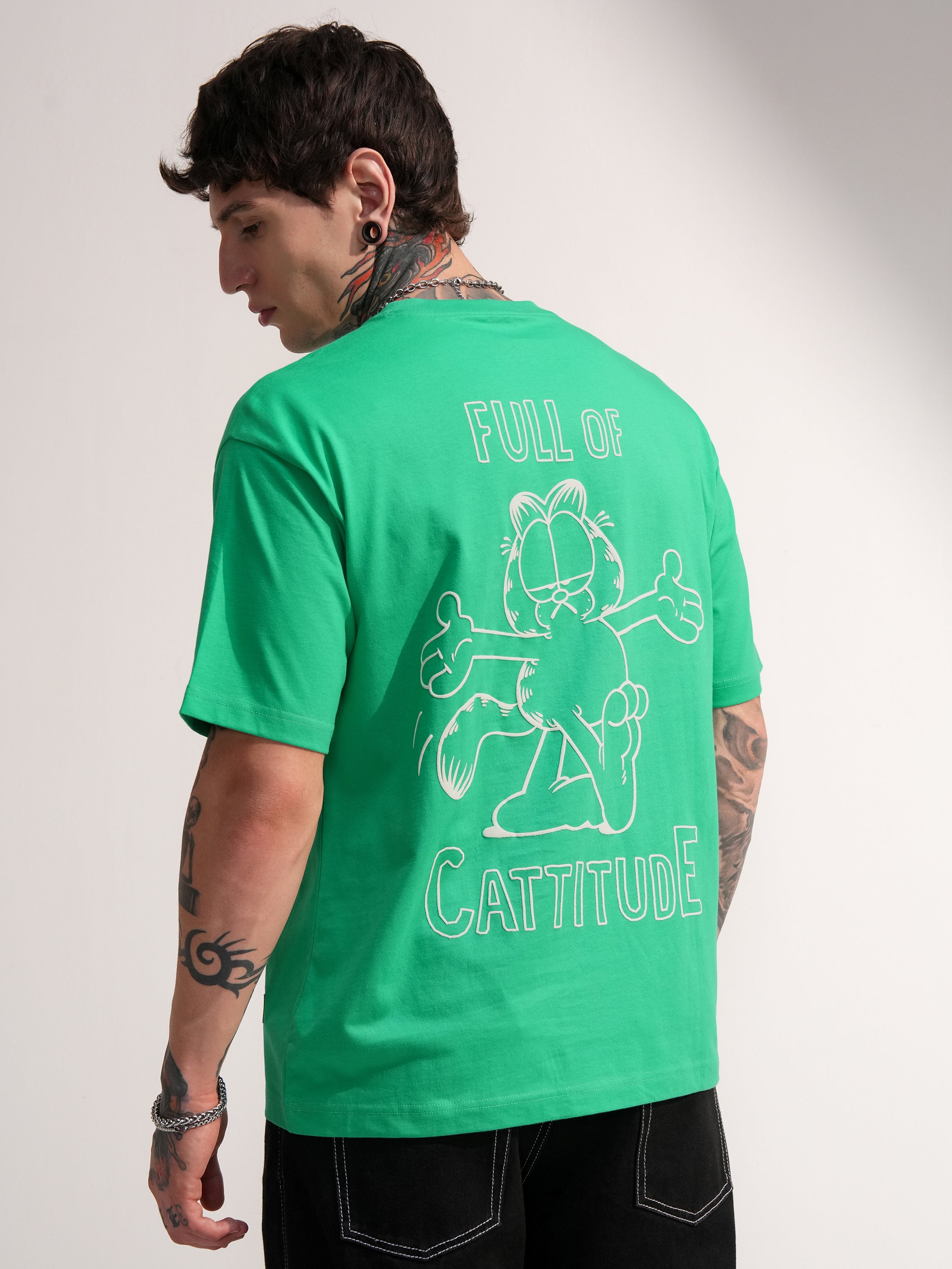 Highlander Men Green Garfield Printed Round Neck T-Shirt - Green - Image 3