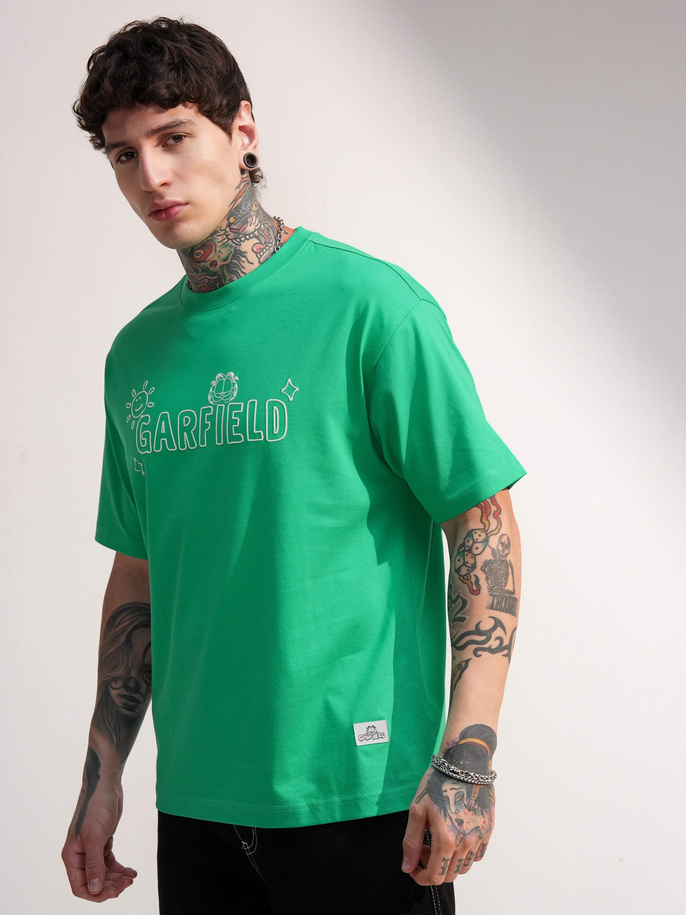 Highlander Men Green Garfield Printed Round Neck T-Shirt - Green - Image 4