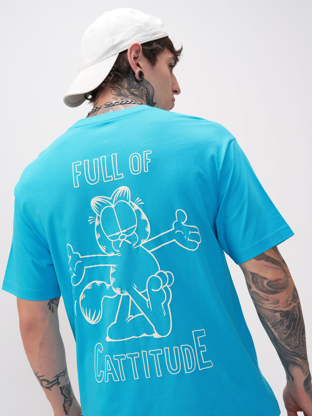 Highlander Men Blue Garfield Printed Round Neck T-Shirt - Blue - Image 1