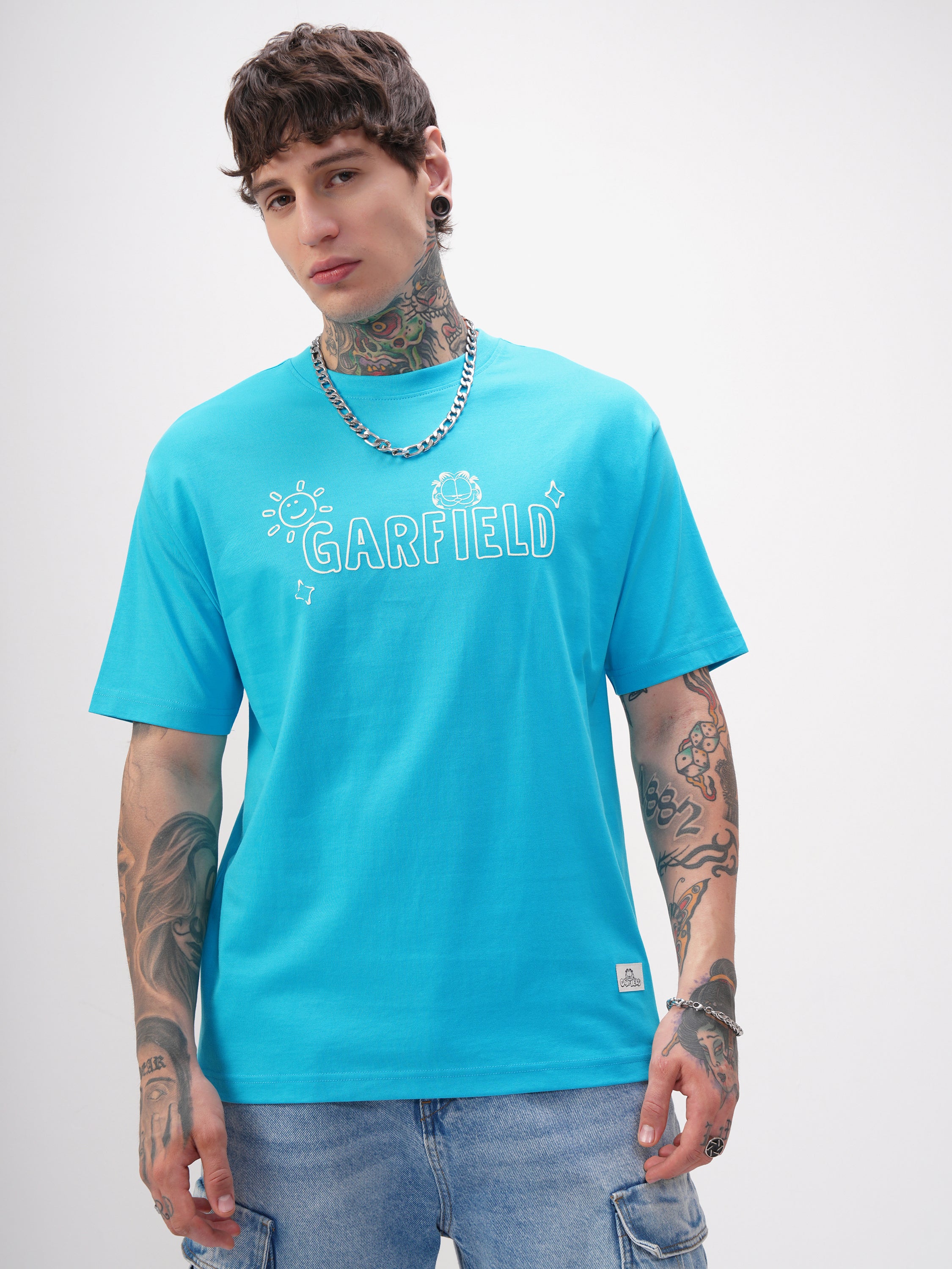 Highlander Men Blue Garfield Printed Round Neck T-Shirt - Blue - Image 3