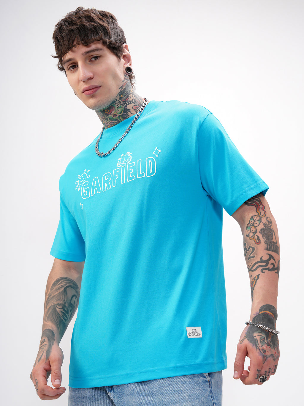 Highlander Men Blue Garfield Printed Round Neck T-Shirt - Blue - Image 4