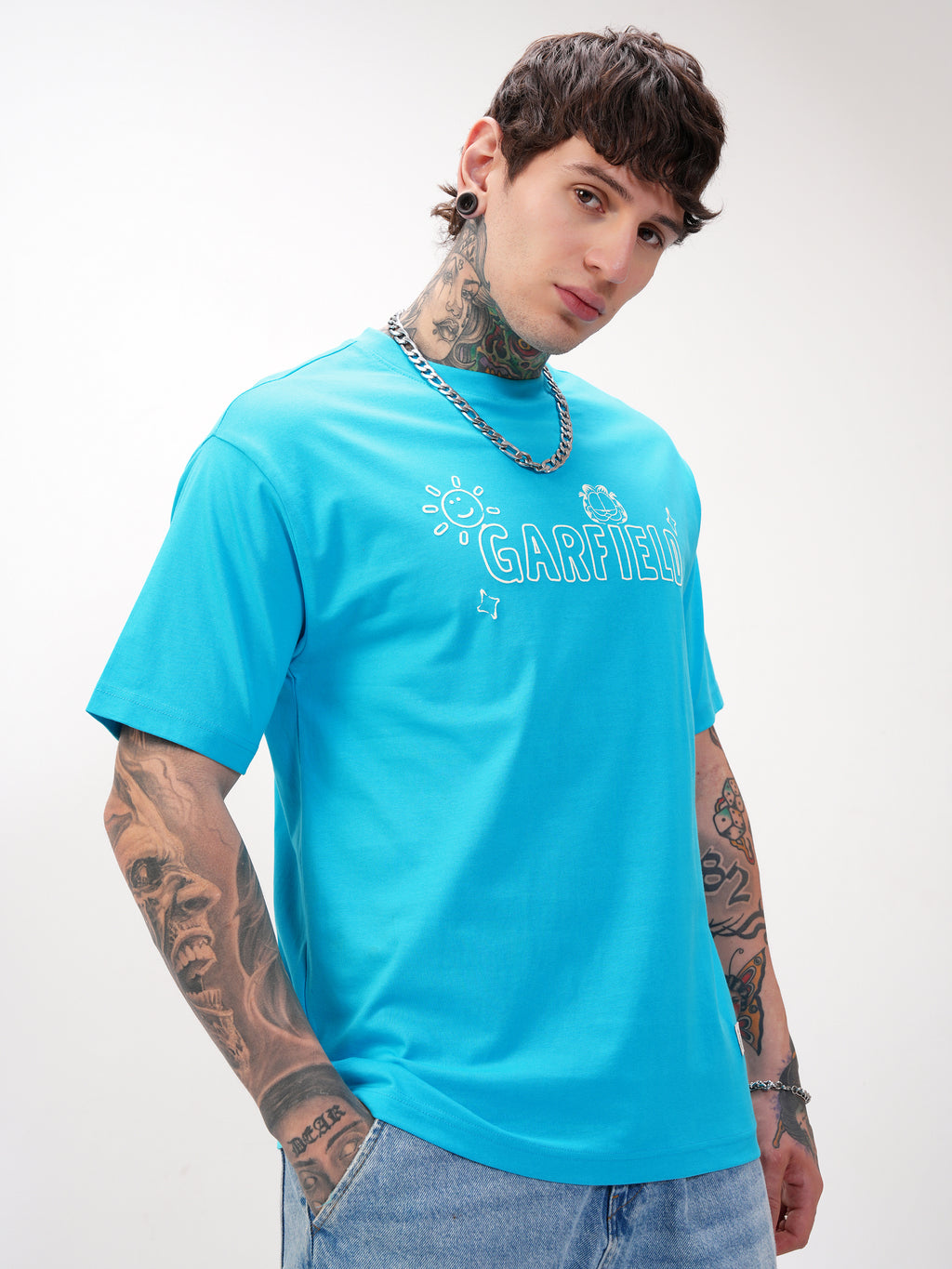 Highlander Men Blue Garfield Printed Round Neck T-Shirt - Blue - Image 6