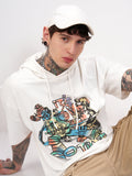 Highlander Men White Ninja Turtles Printed Hood Oversized Fit T-Shirt - White - Image 1
