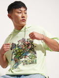Highlander Men Green Ninja Turtles Printed Hood Oversized Fit T-Shirt - Green - Image 1
