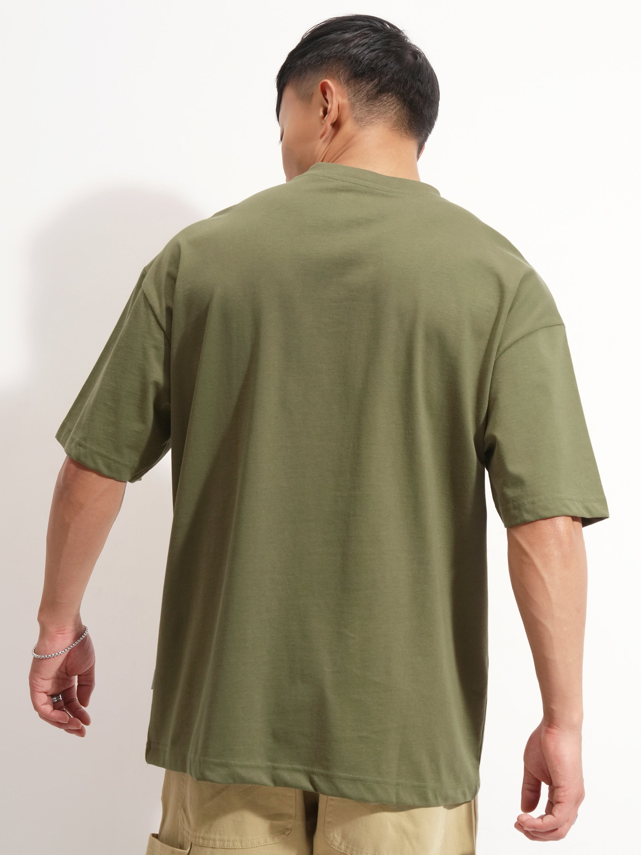 Highlander Men Olive Ninja Turtles Printed Round Neck Oversized Fit T-Shirt - Olive - Image 3