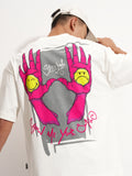 Highlander Men Off White SmileyWorldÂ® Printed Round Neck Oversized Fit T-Shirt - Off White - Image 1