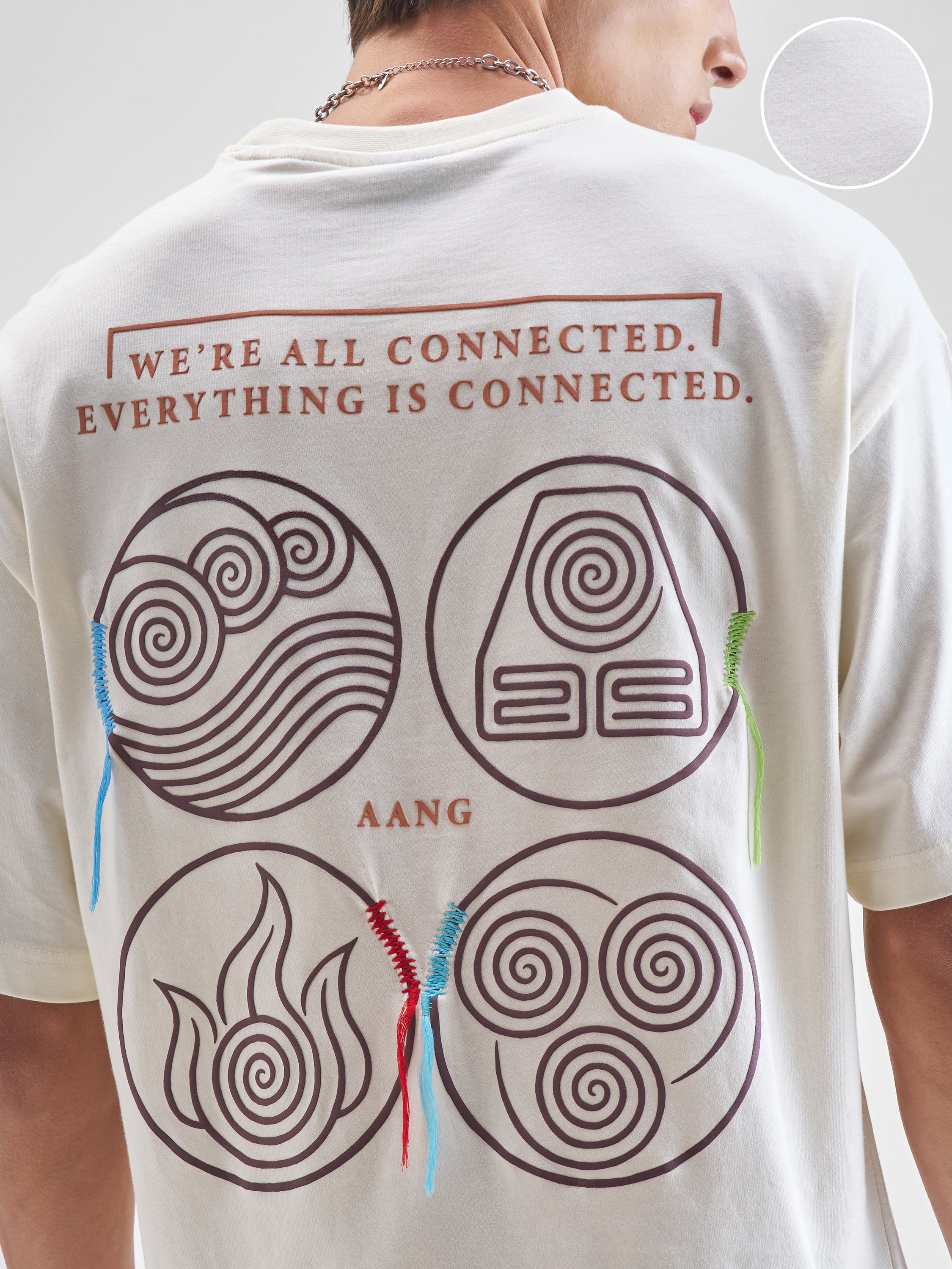 Highlander Men Off White Avatar Printed Round Neck Oversized Fit T-Shirt - Off White - Image 5