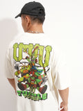 Highlander Men Off White Ninja Turtles Printed Round Neck Oversized Fit T-Shirt - Off White - Image 1