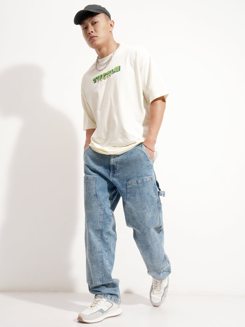 Highlander Men Off White Ninja Turtles Printed Round Neck Oversized Fit T-Shirt - Off White - Image 2