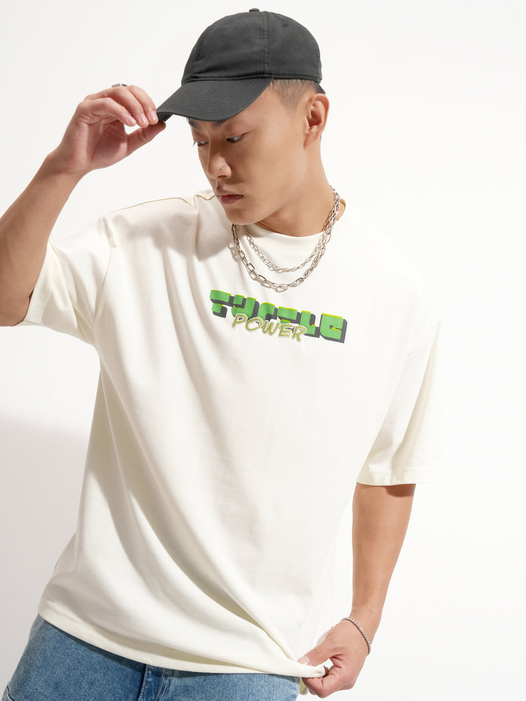Highlander Men Off White Ninja Turtles Printed Round Neck Oversized Fit T-Shirt - Off White - Image 3