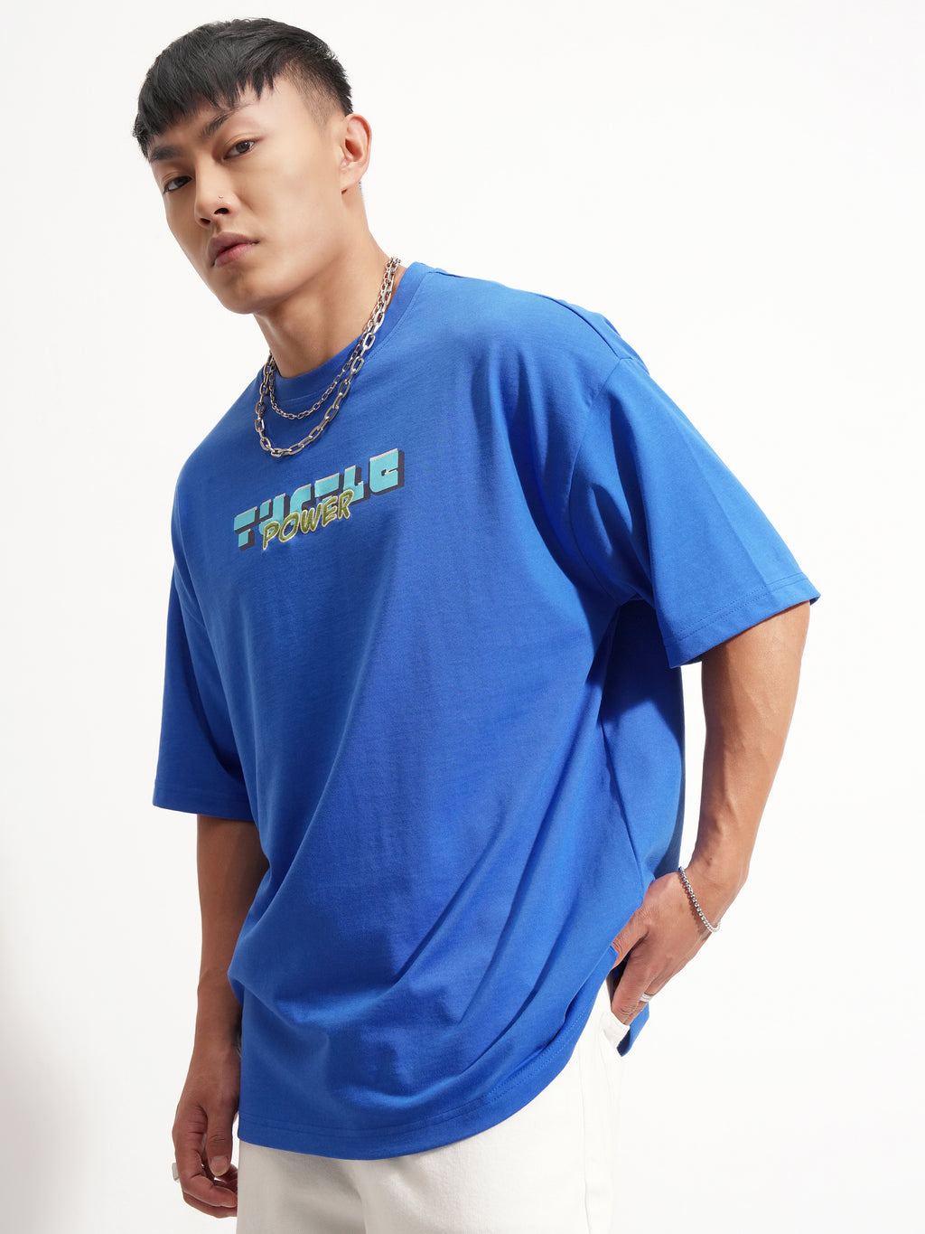 Highlander Men Blue Ninja Turtles Printed Round Neck Oversized Fit T-Shirt - Blue - Image 4