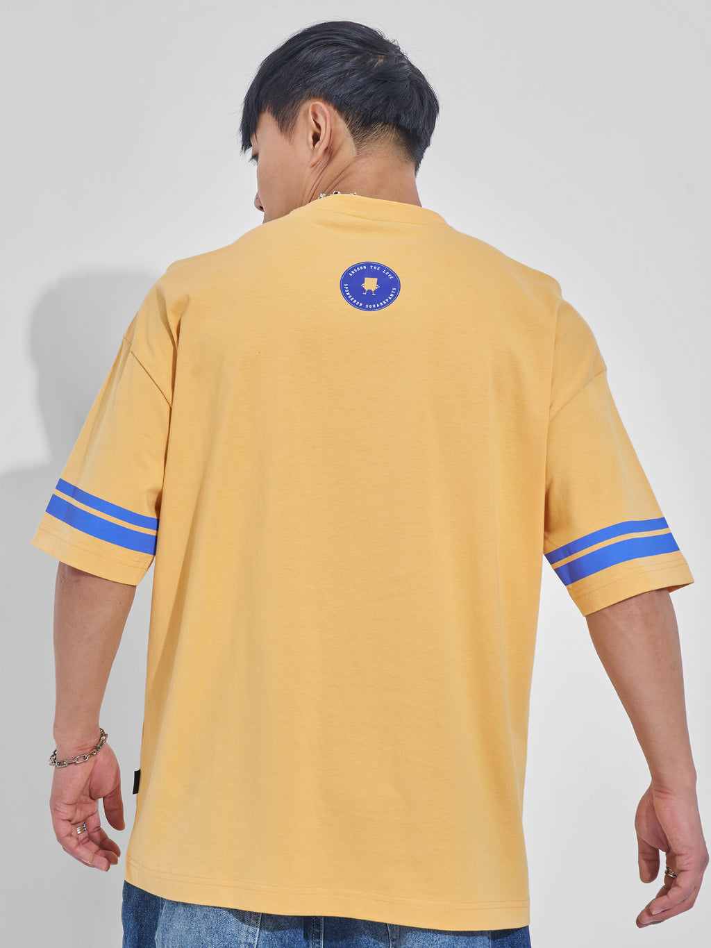 Highlander Men Yellow Spongebob Squarepants Printed Round Neck Oversized Fit T-Shirt - Yellow - Image 4