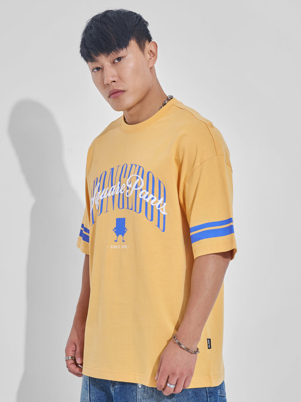 Highlander Men Yellow Spongebob Squarepants Printed Round Neck Oversized Fit T-Shirt - Yellow - Image 5