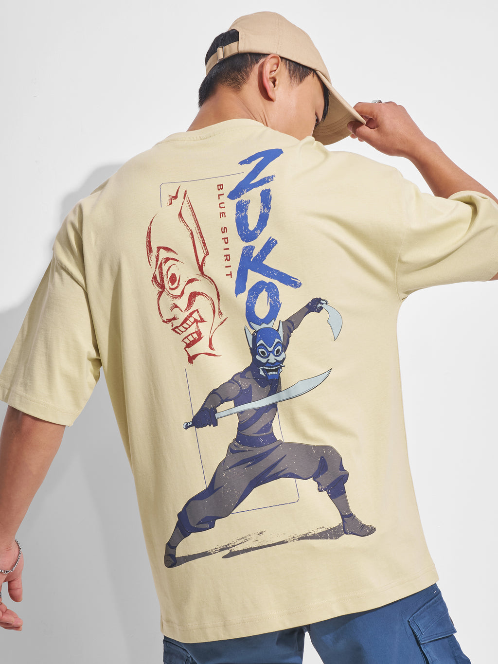 Highlander Men Beige Avatar Printed Round Neck Oversized Fit T-Shirt - Beige - Image 1