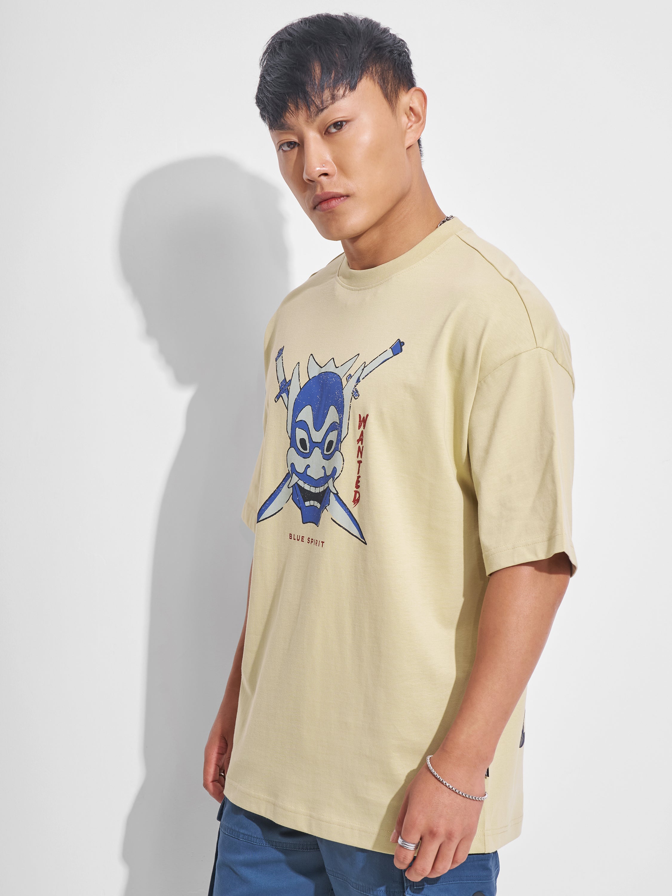 Highlander Men Beige Avatar Printed Round Neck Oversized Fit T-Shirt - Beige - Image 4