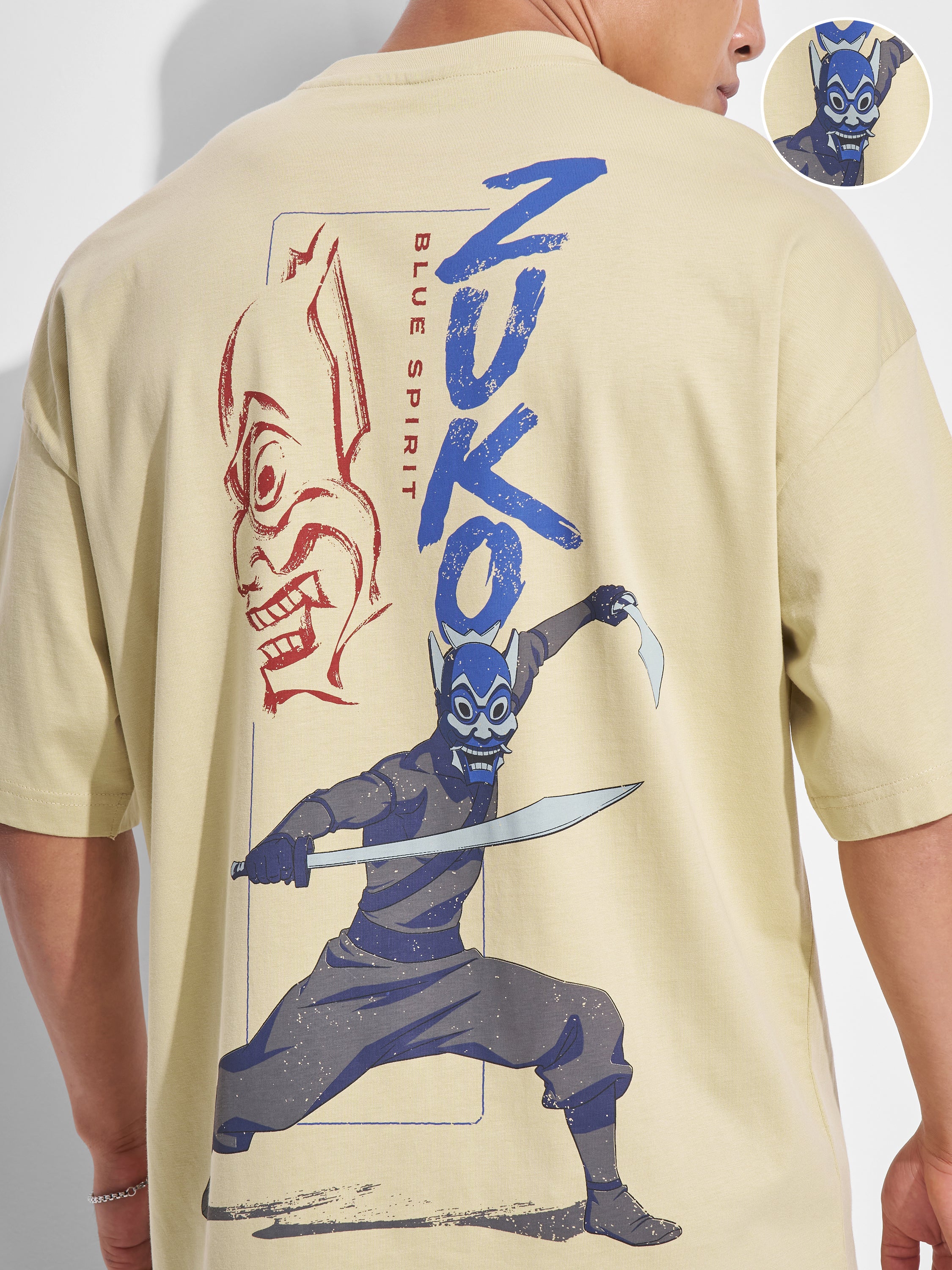 Highlander Men Beige Avatar Printed Round Neck Oversized Fit T-Shirt - Beige - Image 5